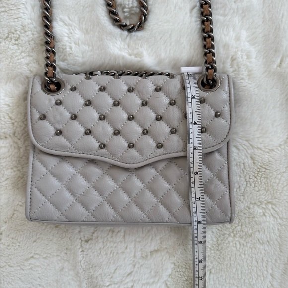 Rebecca Minkoff Grey Quilted Studded Crossbody Mini Chain Bag - Picture 10 of 14